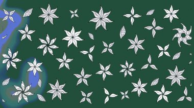 Düz Çiçek Elementleri Tasarımı. Sketch Colour Spring Theme eskiz kalıbı. Sevimli çiçek raster deseni. Yeşil renkte çiçekler.