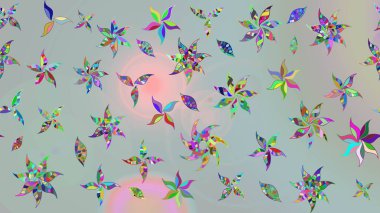 Raster illüstrasyonu. Gri renklerde. Raster illüstrasyonundaki çiçek desenli çizim. Güzel kumaş deseni.