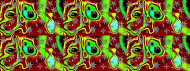 Yapraklı çiçekler ve kırmızı renklerde papatya çiçekleri. Raster - stok. Taslak arkaplan deseni.