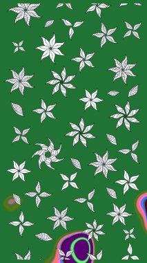 Çiçek yeşili eskiz deseni. Raster çiçek izi. Klasik taslak çizimi. Raster Yumuşak kumaş deseni.