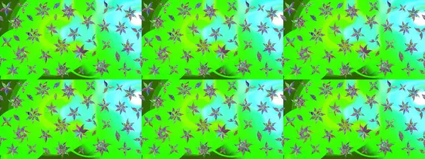 Raster illüstrasyonu. Çiçek arkaplan. Çiçek duvar kâğıdı. Yeşil renkli şirin tekstil. Renkli çizim deseni.