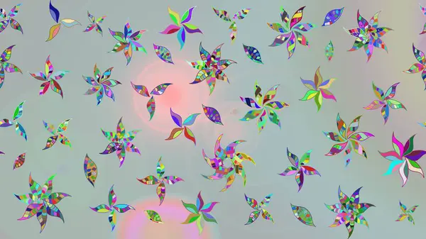 Raster illüstrasyonu. Gri renklerde. Raster illüstrasyonundaki çiçek desenli çizim. Güzel kumaş deseni.