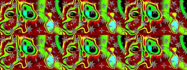 Yapraklı çiçekler ve kırmızı renklerde papatya çiçekleri. Raster - stok. Taslak arkaplan deseni.