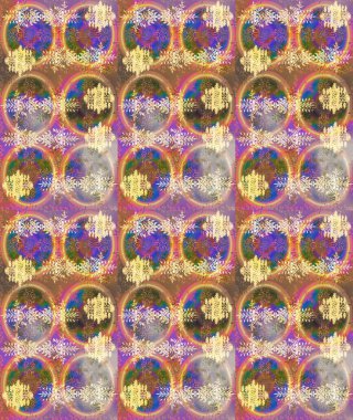 Kar tanelerinin soyut arkaplanlı Noel şablonu. Noel ve yeni yıl moda baskıları için tatil tasarımı. Renkler. Kahverengi, bej ve pembe kar taneleri. Raster illüstrasyonu.