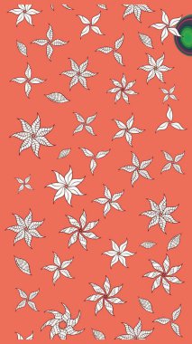 Turuncu renklerde. Çiçek buketleriyle klasik bir eskiz şekli. Raster illüstrasyonu.