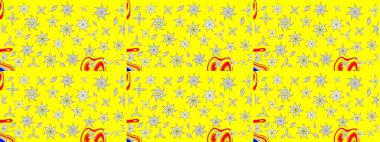 Çiçek arkaplan. Renkli çizim kalıbı. Sarı renkli şirin tekstil tarzında. Raster illüstrasyonu. Çiçek duvar kağıdı.