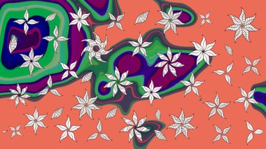 Yazdır. Güzel kumaş deseni. Güzel eskiz şekli. Düz Çiçek Elementleri Tasarımı. Raster çiçekli arka plan. Renkli Yaz Teması çizim şablonu.