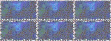 Egzotik Kelebeklerle tropik ve pürüzsüz bir düzen. Moda Kumaşı Tasarımı. Raster. Mavi ve nötr renklerle çizim.