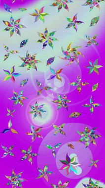 Raster Illustrasyon 'daki Çiçek Deseni' nin son moda çizimi. Güzel kumaş deseni. Düz Çiçek Elementleri Tasarımı. Renkli Yaz Teması çizim şablonu.