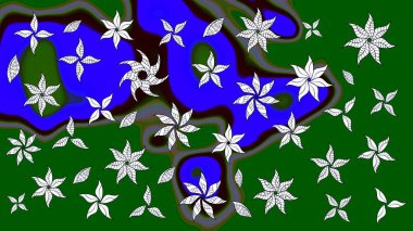 Elle çizilmiş sonbahar çiçeği deseni. Renkli yeşil çizim kalıbı. Doodle tarzı. Tekstil ve kapak tasarımı için mükemmel. Yeşil renkte çiçekler.