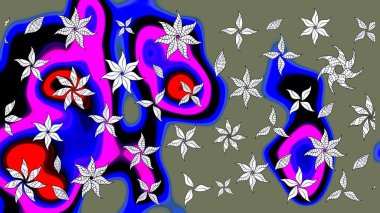 Çiçekler suluboya eskiz deseni. Raster Stili kumaş deseni.