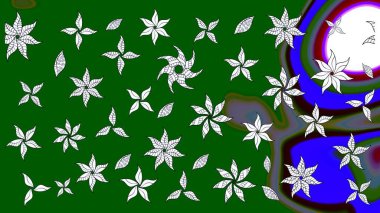 Raster illüstrasyonu. Klasik çiçek tasarımı elementleri. Yeşil kıvırcık çiçekler yeşil renkte şekillenir.