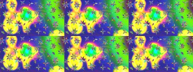 Raster düz çiçek çizim deseni. Yeşil renkli çiçekler. Tasarım hediye paketi, tebrik kartları, posterler ve afiş tasarımı.