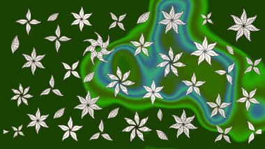 Yeşil renkli çiçekler. Nazik romantik baskı. Raster güzel bir çiçek deseni çizmiş. Tatil havası. Bahar mevsimi.