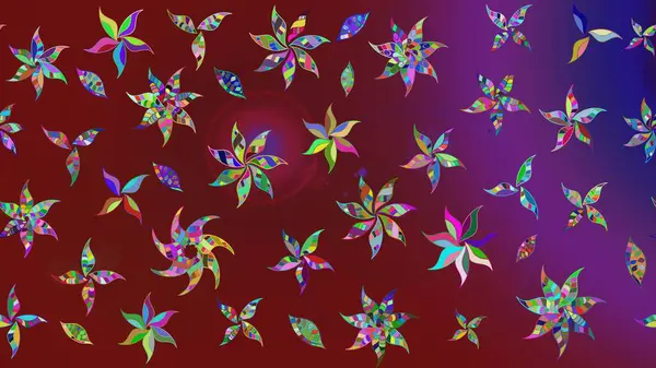 Raster illüstrasyonu. Kibarca, kırmızı renkte bahar çiçekleri. Raster çiçek desenli ve çiçekli..