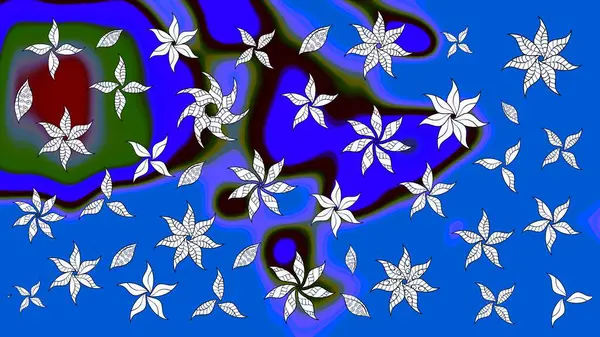 Mavi renklerde. Raster illüstrasyonu. Çiçek. Taslak dekoratif arka plan, çiçek mandala.