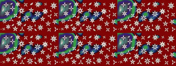 Renkli desenli eskiz deseni, kırmızı çiçekler ve dekoratif elementlerle. Eskiz geçmişi. Raster illüstrasyonu. Kumaş, tekstil, duvar kağıdı baskısı için. Antika retro tarzı.