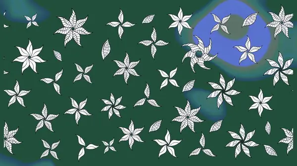 El çizimi çiçek çizimi deseni (fayans). Tekstil için suluboya eskiz deseni. Şirin çiçekli, desenli, yeşil renkli çizim deseni.