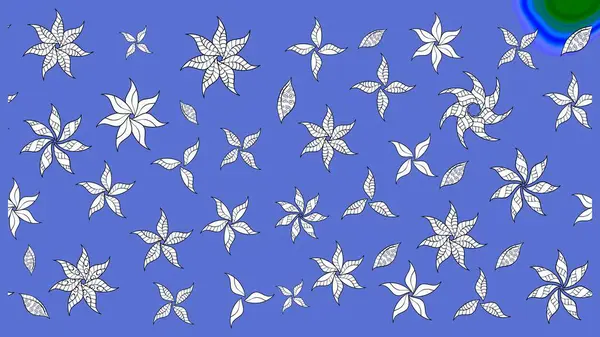 Mavi renkli çiçekler. Düz Çiçek Elementleri Tasarımı. Sevimli çiçek raster deseni. Renkli Bahar Teması çizim şablonu.