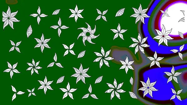 Raster illüstrasyonu. Klasik çiçek tasarımı elementleri. Yeşil kıvırcık çiçekler yeşil renkte şekillenir.