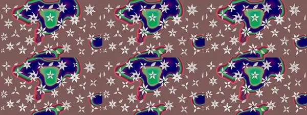 Renkli desenli eskiz deseni, kahverengi çiçekler ve dekoratif elementlerle. Eskiz geçmişi. Raster illüstrasyonu. Kumaş, tekstil, duvar kağıdı baskısı için. Antika retro tarzı.