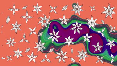 Şirin, zarif çiçekler Raster illüstrasyonu. Poster ya da kapak için arka plan. Davetiye ve kartpostal tasarımı için dekoratif çiçek unsurları. Tekstil için figür. Yapraklı çizim deseni.