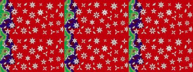 Kibarca, kırmızı renkte bahar çiçekleri. Çiçekli karalama şeklinde Raster çiçek deseni. Raster illüstrasyonu.