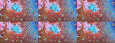 El çizimi. Çiçekli, yapraklı, çiçek desenli eskiz. Raster illüstrasyonu.