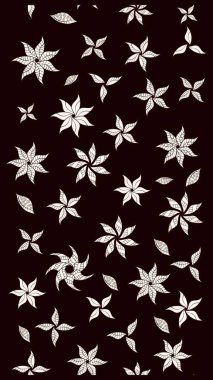 Siyah renkte güzel çiçekler, suluboya desenli, duvar kağıdı, kart ya da kumaş için fayanslı eskizler. Raster..