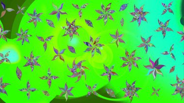 Yeşil renkli çiçekler. Düz Çiçek Elementleri Tasarımı. Renkli Bahar Teması eskiz kalıbı. Raster illüstrasyonunda çiçek deseni çizimi.