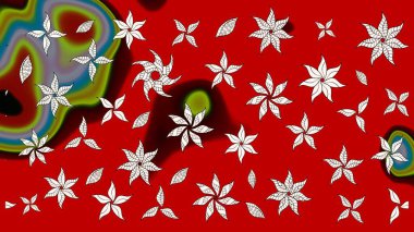 Raster illüstrasyonu. Çizim çiçek deseni duvar kâğıdı olarak kullanılabilir. Kırmızı renkte çiçekler.