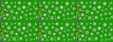 Raster illüstrasyonundaki çiçek desenli çizim. Suluboya tarzında yeşil renkte çiçekler.