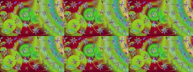 Çiçek yeşili eskiz deseni. Raster çiçek izi. Klasik taslak çizimi.