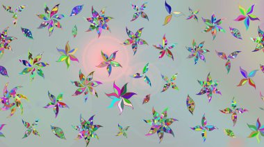 Nazik, sevimli çiçek arkaplanı. Çiçekli karalama şeklinde Raster çiçek deseni. Gri renkli çiçekler.