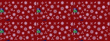 Parlak çiçekli kırmızı renkler üzerinde soyut çizim deseni. Küçük çiçekte hoş bir çiçek deseni var. Çiçek elementli zarif raster dokusu..