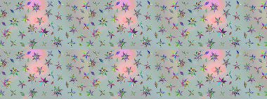 Gri renklerde bahar çiçekleri. Raster illüstrasyonu. Raster çiçek desenli ve çiçekli..