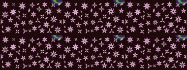 Raster düz çiçek çizim deseni. Kahverengi renkli çiçekler. Tasarım hediye paketi, tebrik kartları, posterler ve afiş tasarımı.