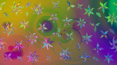 Parlak çiçekli kolaj çiçekleri yeşildir. Çiçekli zambakların eskiz geçmişi. Çiçek tasarımı için inanılmaz kolaj cennet tarzı..