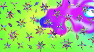 Yeşil renkli çiçekler. Raster illüstrasyonu. Çizim çiçek deseni duvar kağıdı için kullanılabilir.