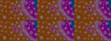 Düz Çiçek Elementleri Tasarım Raster illüstrasyonu. Çiçekli çiçek deseni, suluboya. Kahverengi renkli çiçekler. Renkli Bahar Teması Eskiz Şablonu.