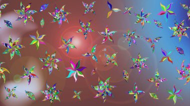 Raster illüstrasyonu. Kahverengi renkli çiçekler. Küçük çiçekte sevimli çiçek deseni var..