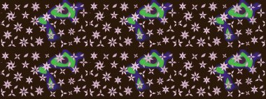 Eskiz arkaplan modeli. Kahverengi üzerine çiçekler. Suluboya, elle çizilmiş. Raster stoku.