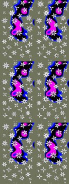 Çiçekli güzel suluboya desen. Raster illüstrasyonu. Yeşil renklerde.