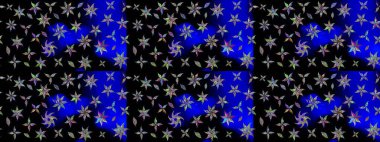 Raster illüstrasyonu. Eski usul. Eskiz geçmişi. Renkli desenli eskiz deseni, siyah çiçekler ve dekoratif elementlerle. Kumaş, tekstil ve duvar kağıdı baskısı için..