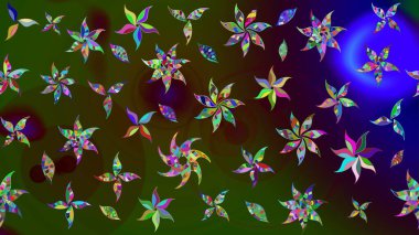 Raster illüstrasyonu. Kahverengi renklerde. 3D çiçekler, çizim.