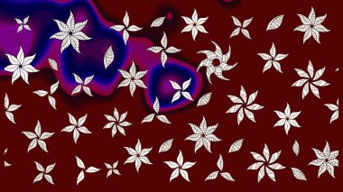 Raster illüstrasyonundaki çiçek desenli çizim. Kırmızı renklerde. Raster illüstrasyonu. Güzel kumaş deseni.