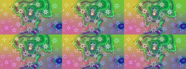 Çiçekler yeşile. Eskiz arkaplan modeli. Suluboya, elle çizilmiş. Raster stoku.