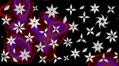 El çizimi çiçekli soyut çizim kalıbı. Raster illüstrasyonu. Siyah renkte çiçekler.