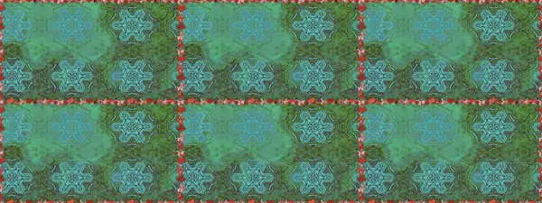 Sevimli çiçek raster deseni. Düz Çiçek Elementleri Tasarımı. Kusursuz Renksiz Bahar Temalı Kusursuz Arkaplan. Yeşil renkte çiçekler.