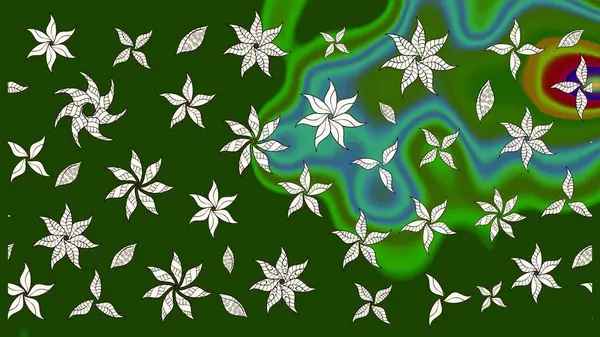 Raster suluboya çiçek deseni, narin çiçekler, yeşil çiçekler, tebrik kartı şablonu. Güzel kumaş deseni.